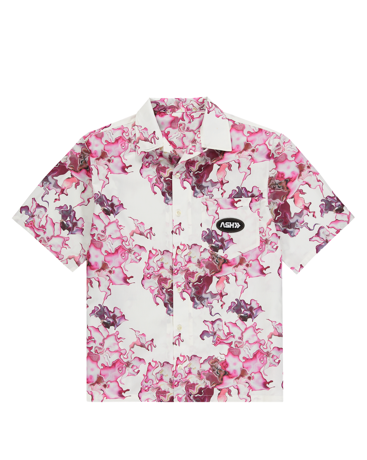 Ashluxe Men's Printed S/S Bowling Shirt Pink Flower Aop