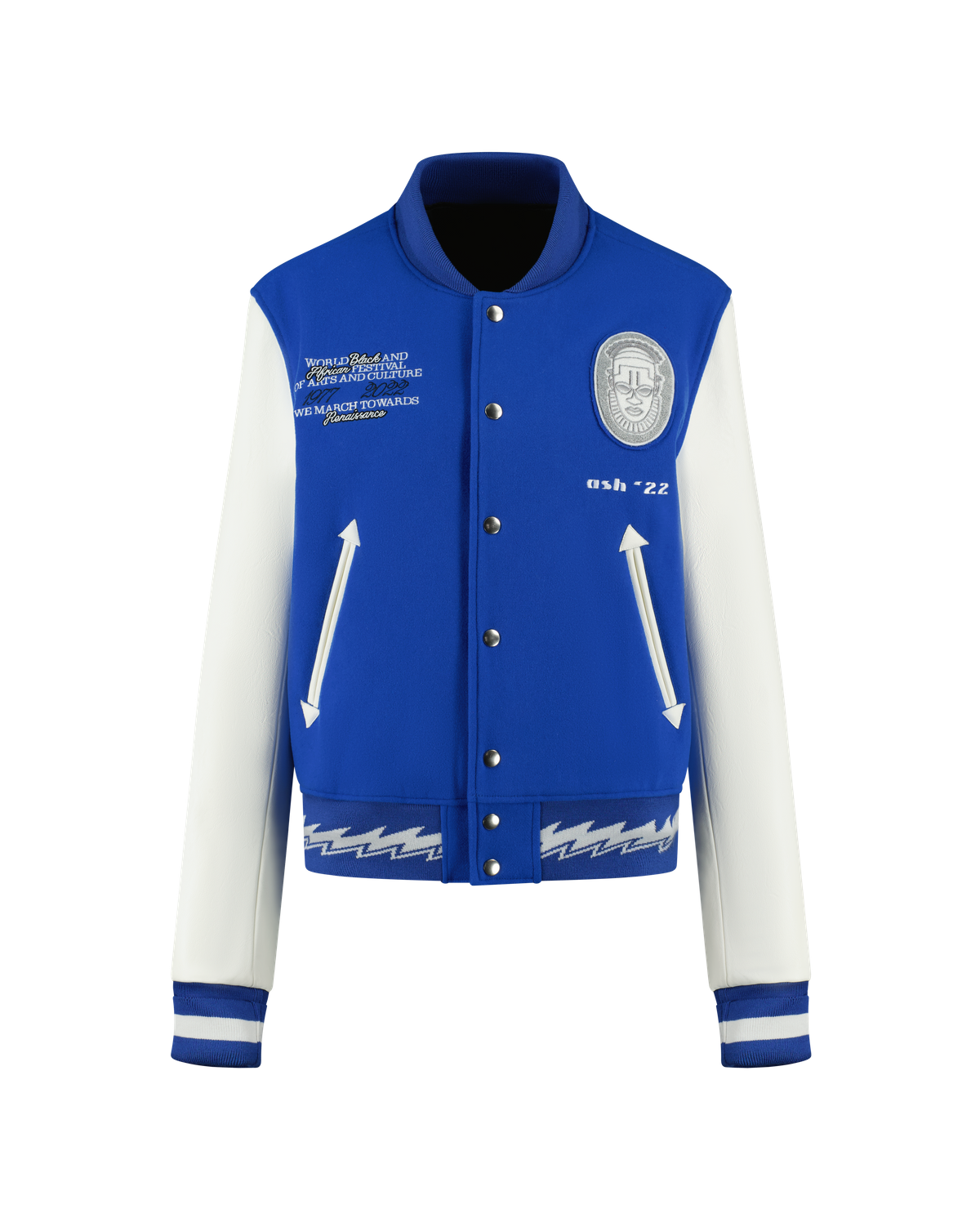 Ashluxe Men's Varsity Jacket Blue White