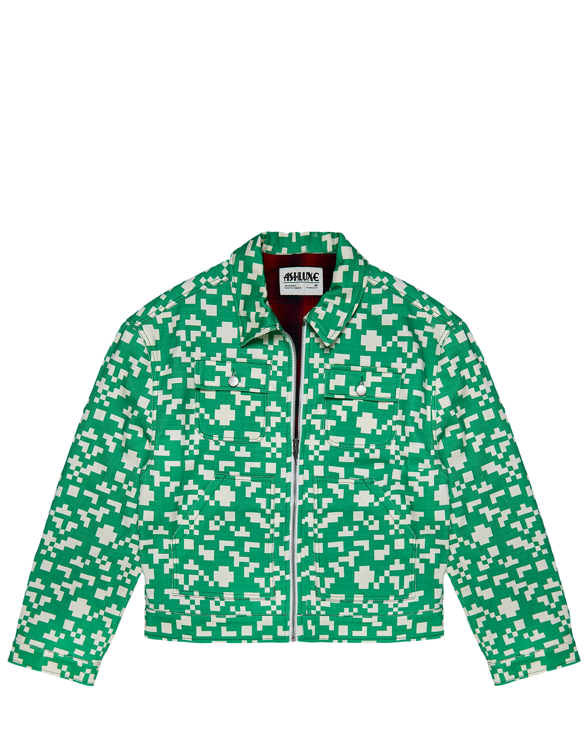 Ashluxe Pixel Denim Jacket Green