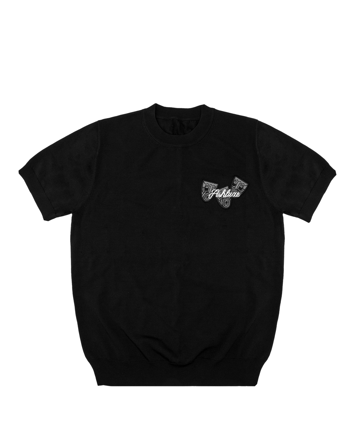 Ashluxe Ribbed Mask Badge T-Shirt - Black