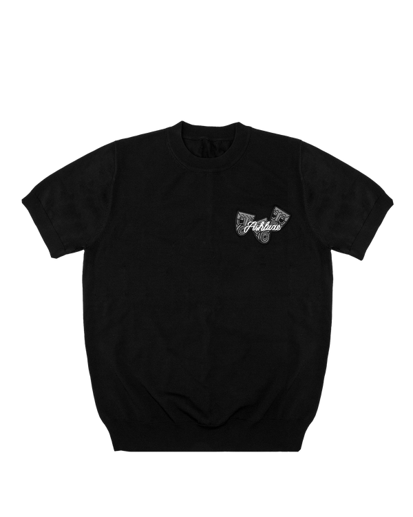 Ashluxe Ribbed Mask Badge T-Shirt - Black