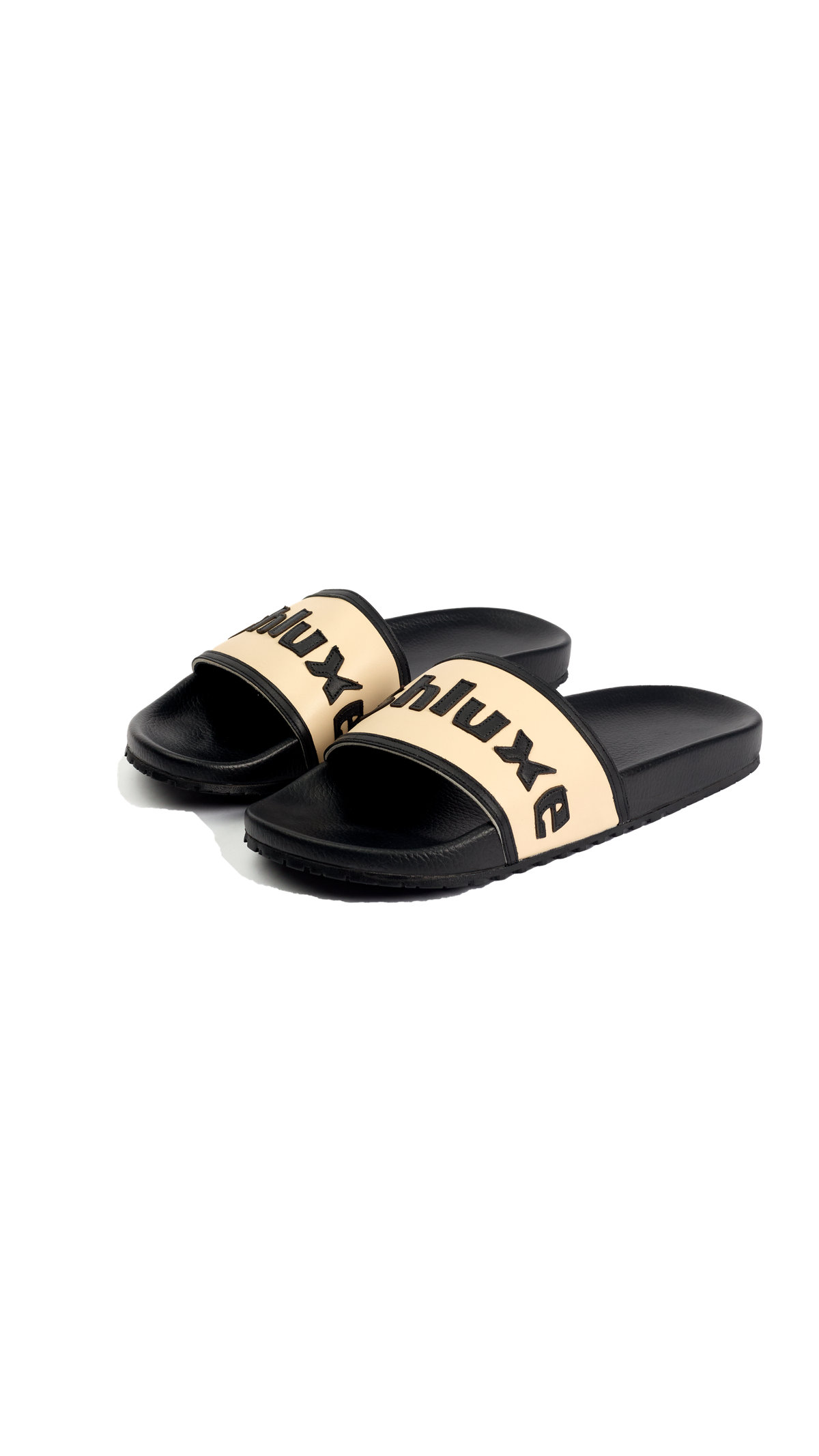 Ashluxe Stitched Leather Slides - Apricot