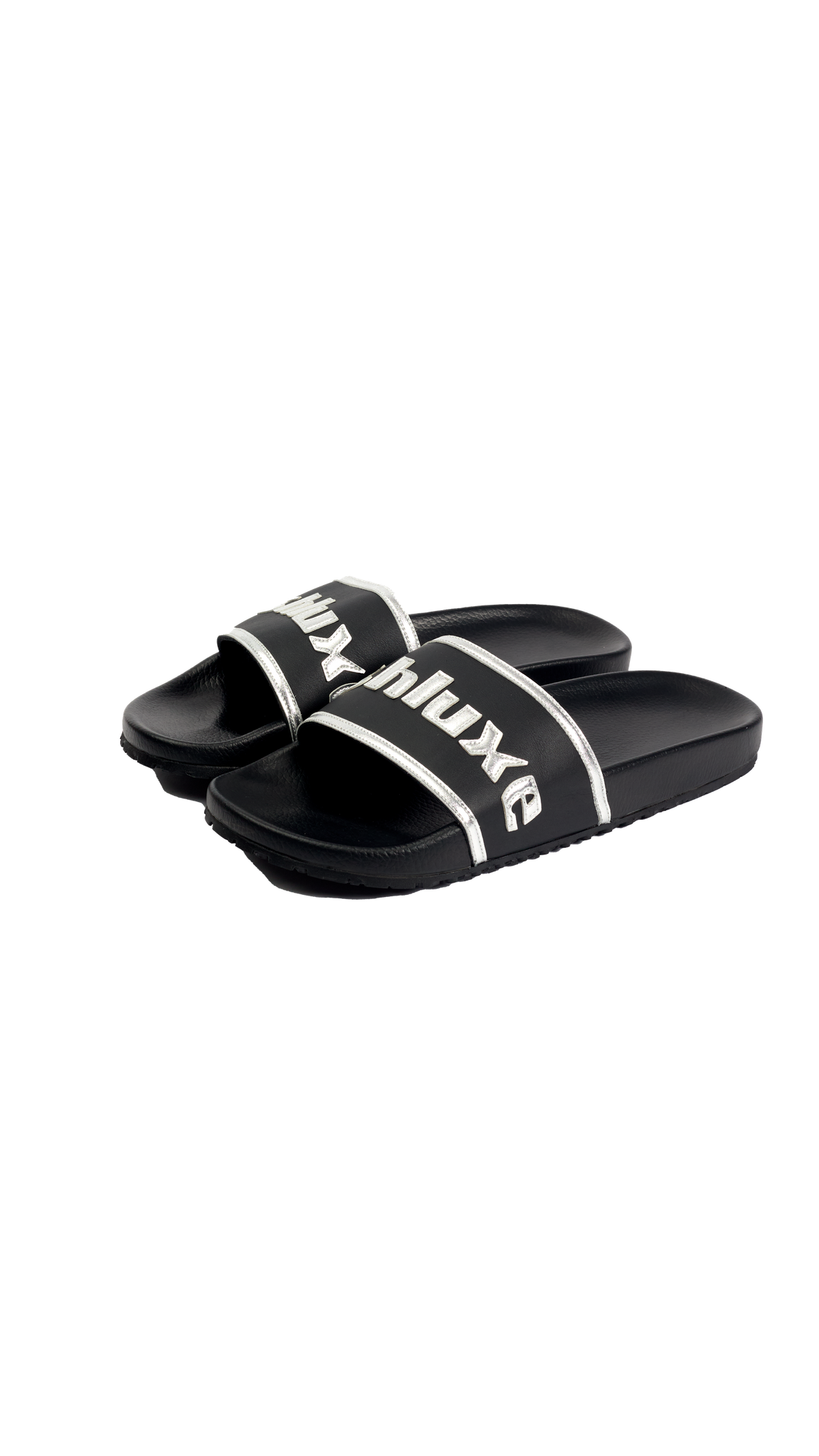 Ashluxe Stitched Leather Slides - Black