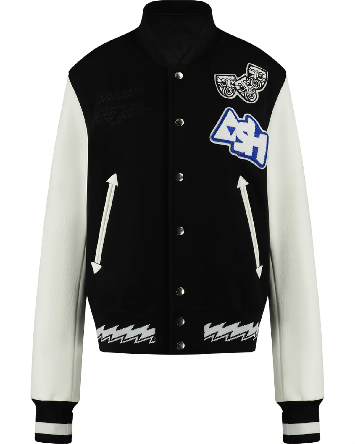 Ashluxe Men's Varsity Jacket Black White