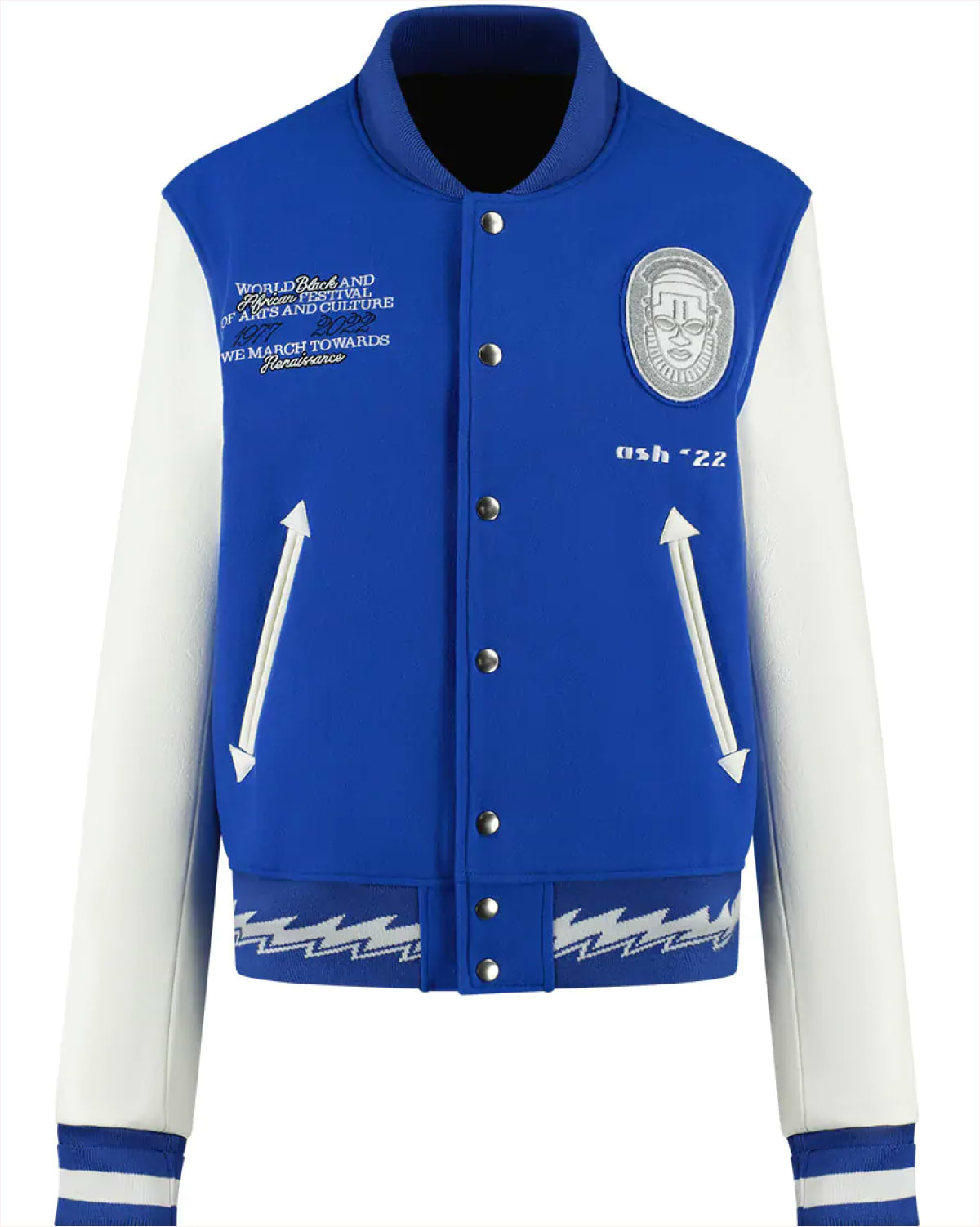 Ashluxe Men's Varsity Jacket Blue White