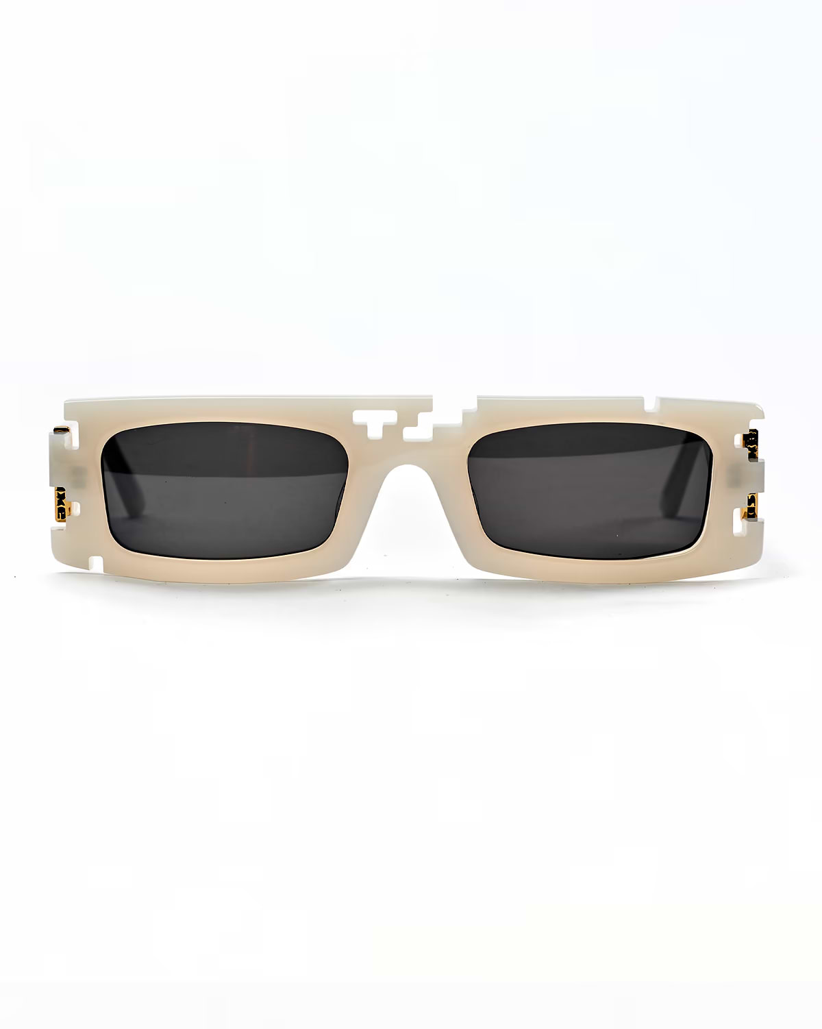 Ashluxe Pixel Cut Chalk Cream Sunglasses