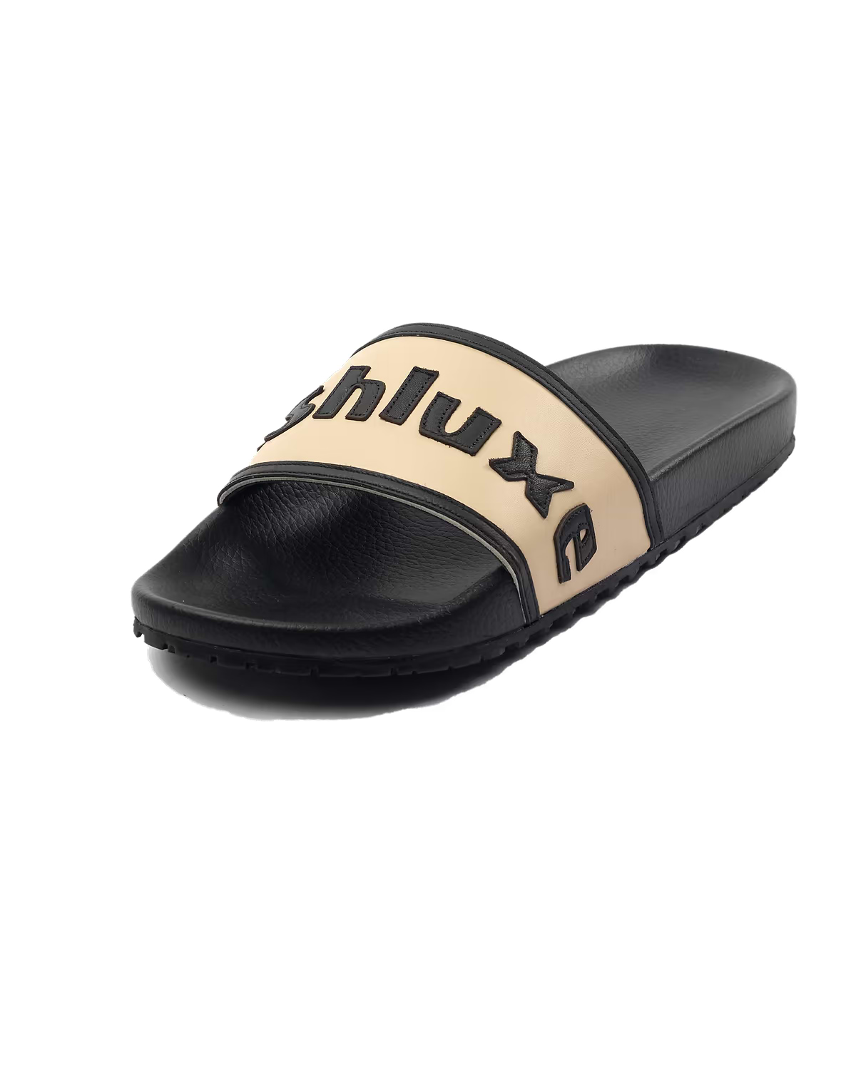 Ashluxe Stitched Leather Slides - Apricot