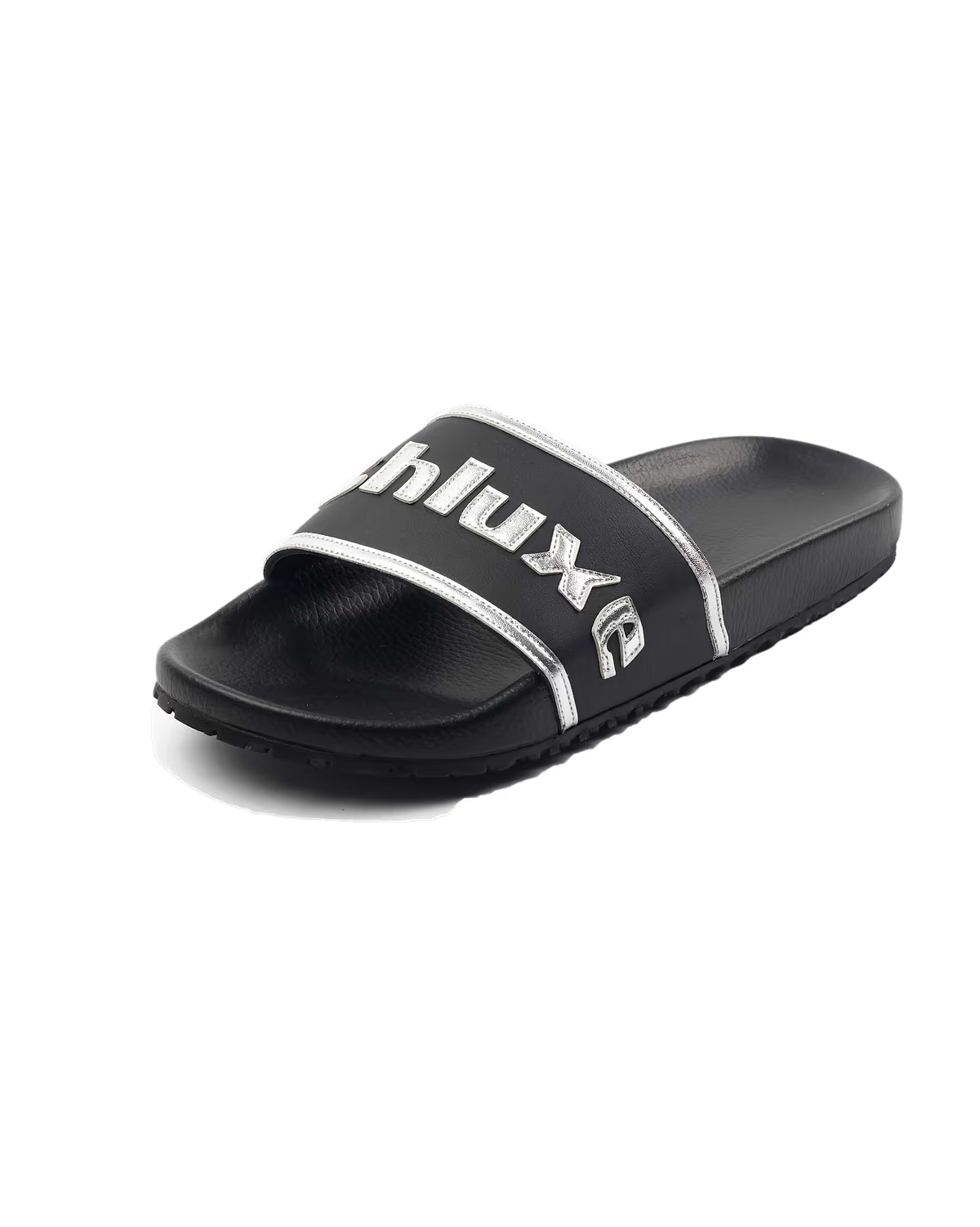 Ashluxe Stitched Leather Slides - Black