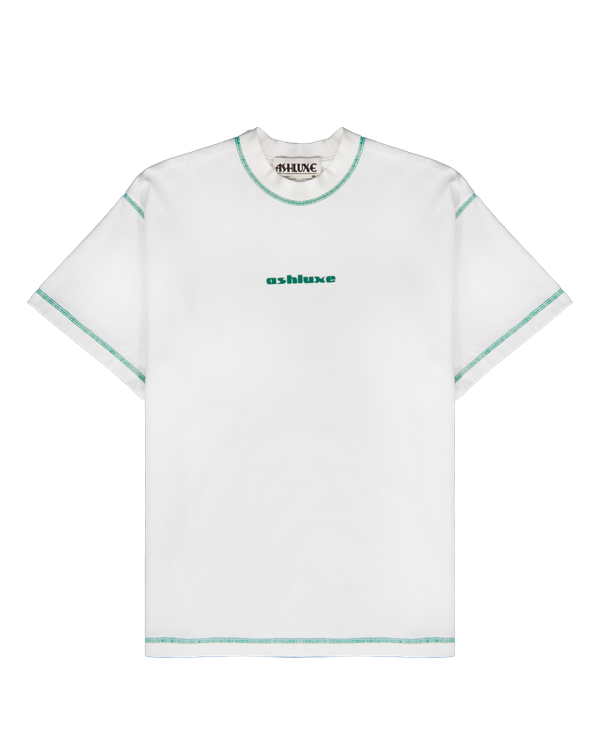 Ashluxe Green Threaded Tee White