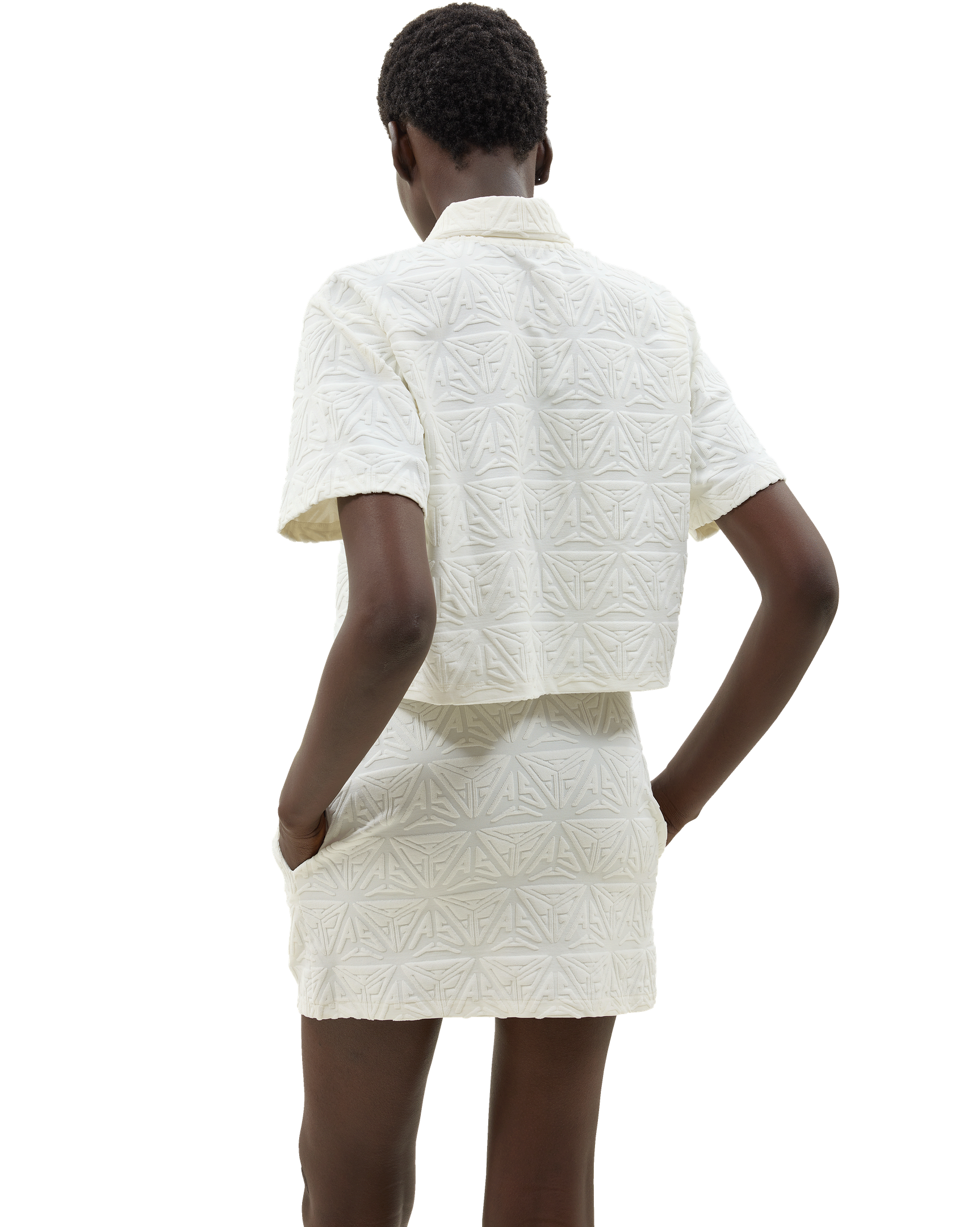 Monogram Plush Cropped Polo Shirt White