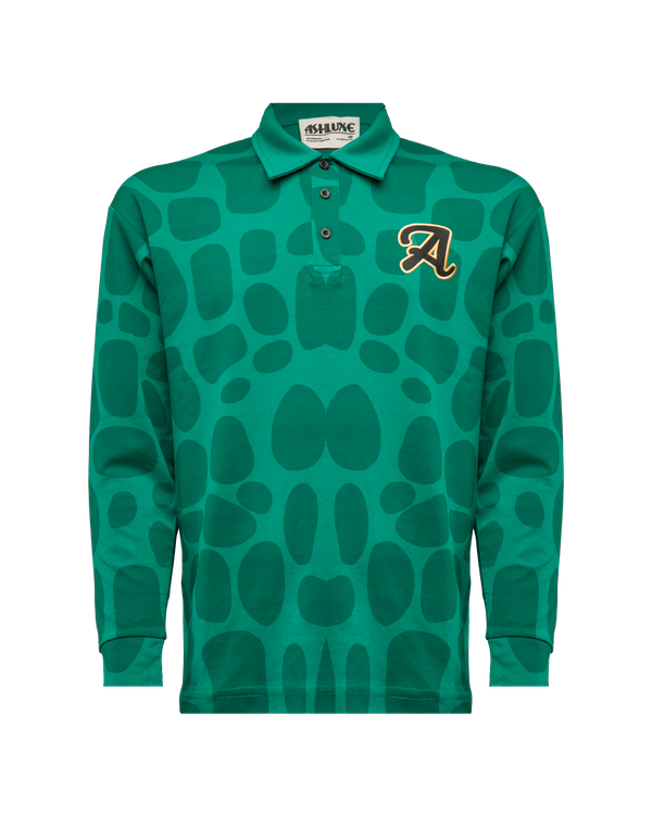 Ashluxe A Print Longsleeve Polo Green