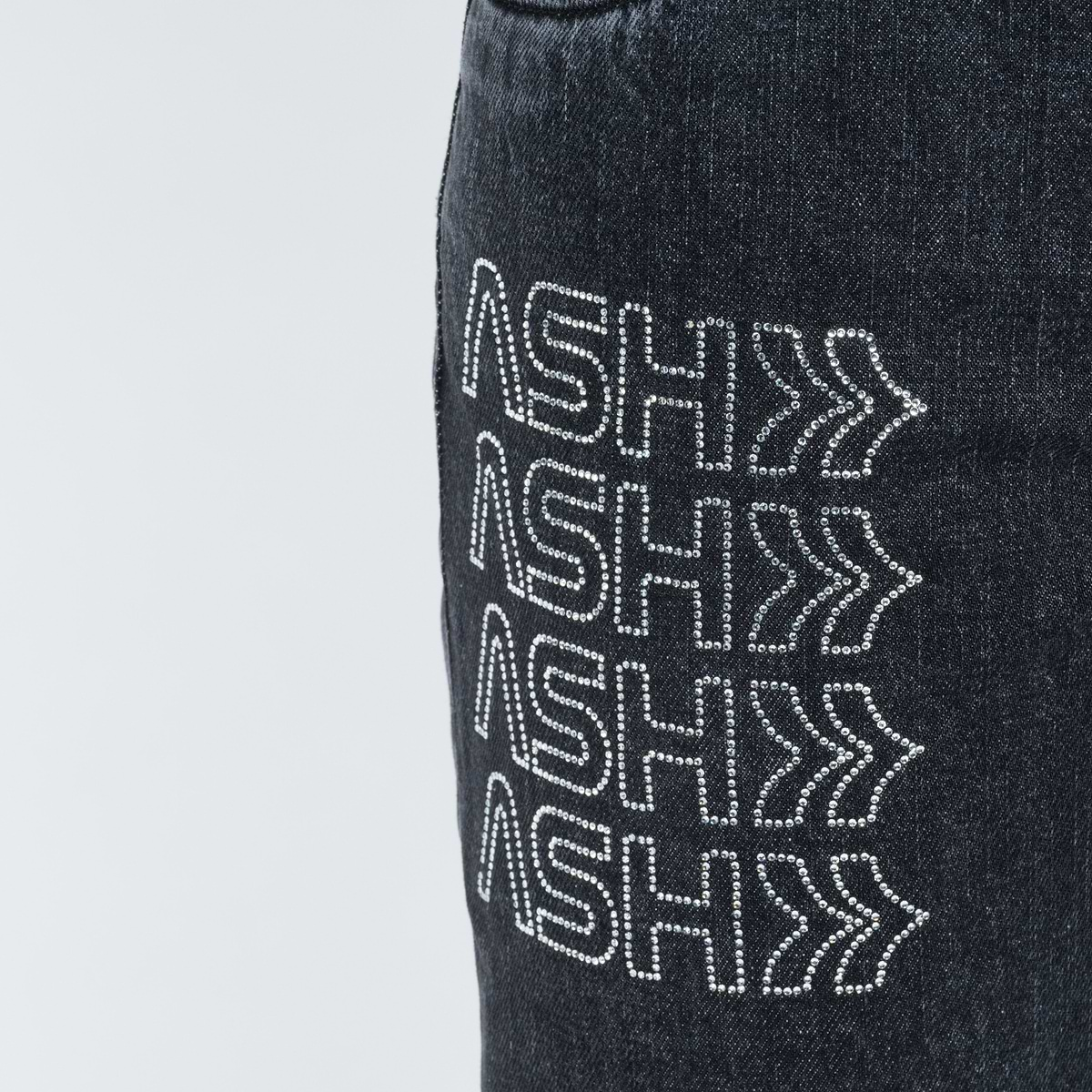 Ashluxe Black Rhinestone Patch Denim