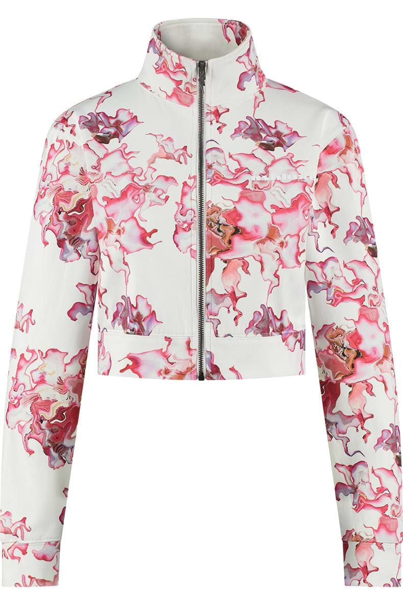 Ashluxe Track Floral Cropped Jacket - Pink