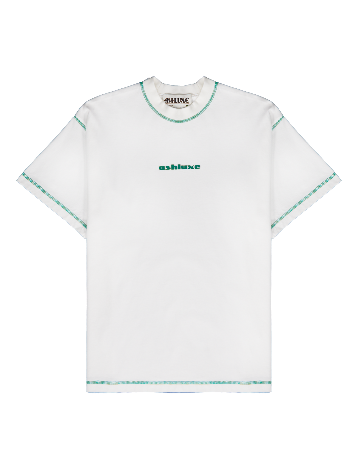 Ashluxe Green Threaded Tee White