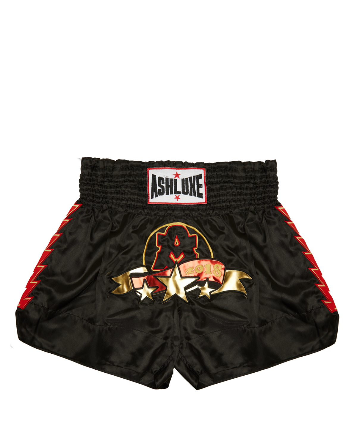 Ashluxe Boxing Trunk Black Gold Red