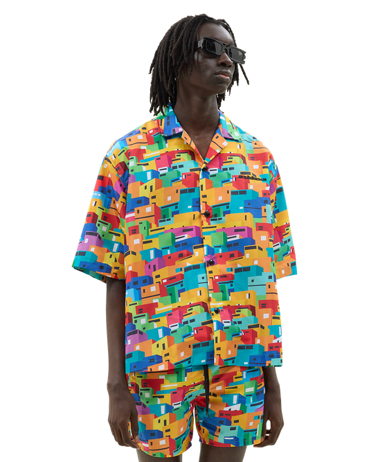 Urban Mosaic Print Swim Shirt Multi