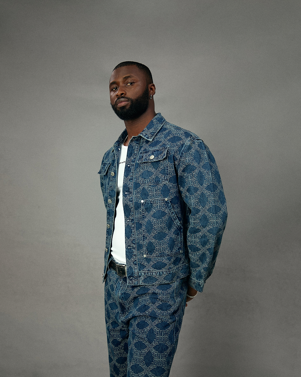 Ashluxe Monogram Denim Jacket Blue