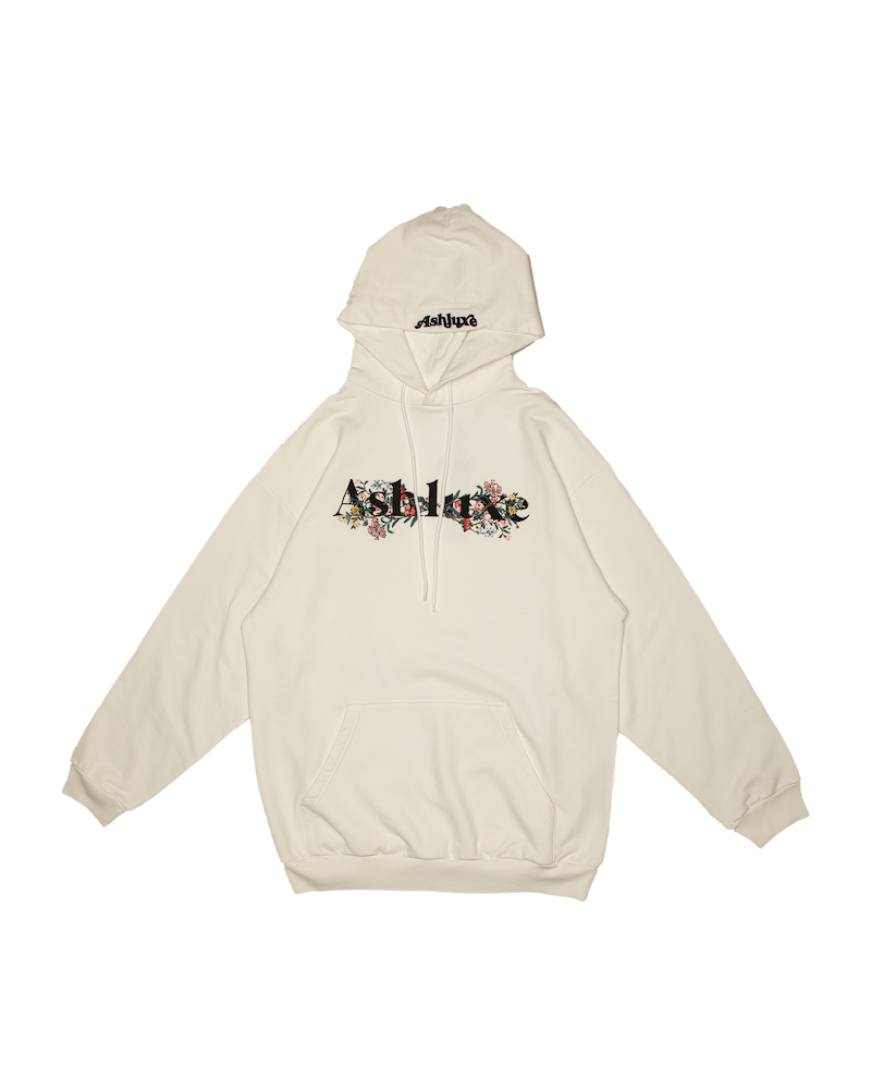 Ashluxe Garden Embroidered Hoodie  White