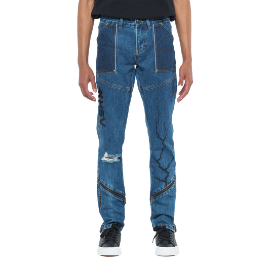 Ashluxe Lightning Denim Pant  Blue