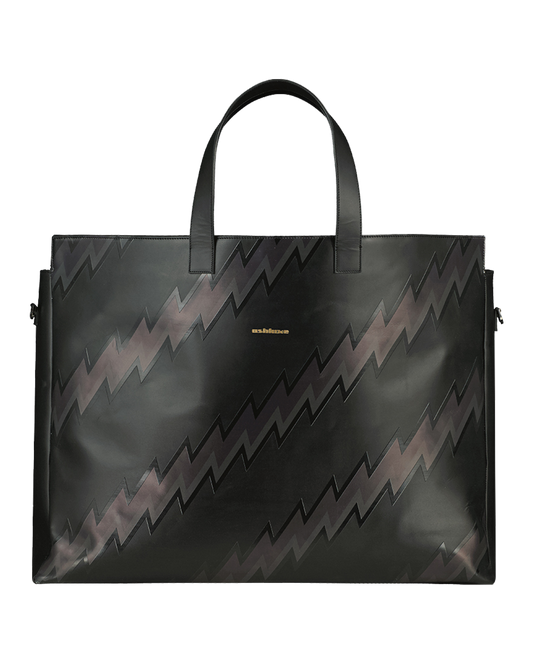 Ashluxe Female Zig Zag Leather Bag Black Black