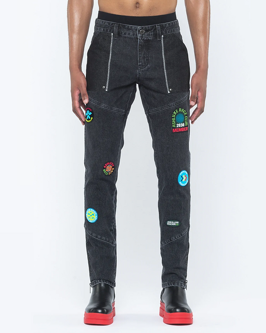 Ashluxe Race Club Denim Pant  Black