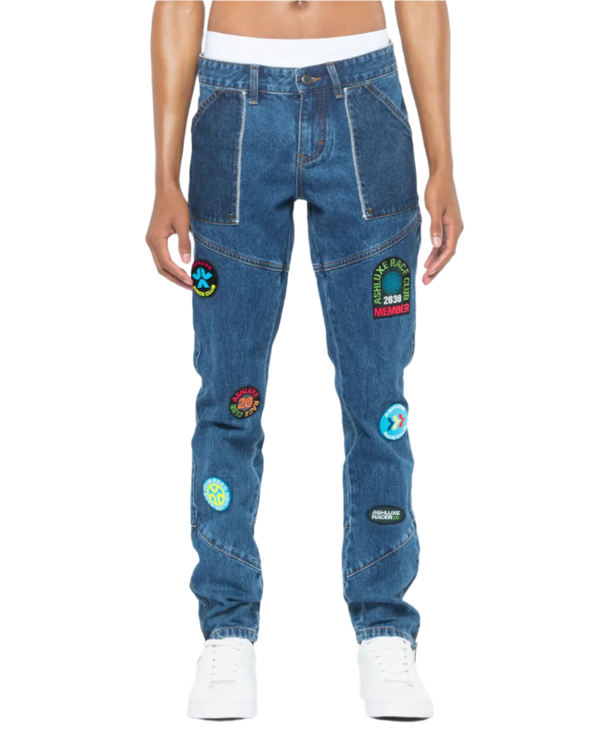 Ashluxe Race Club Denim Pant  Blue