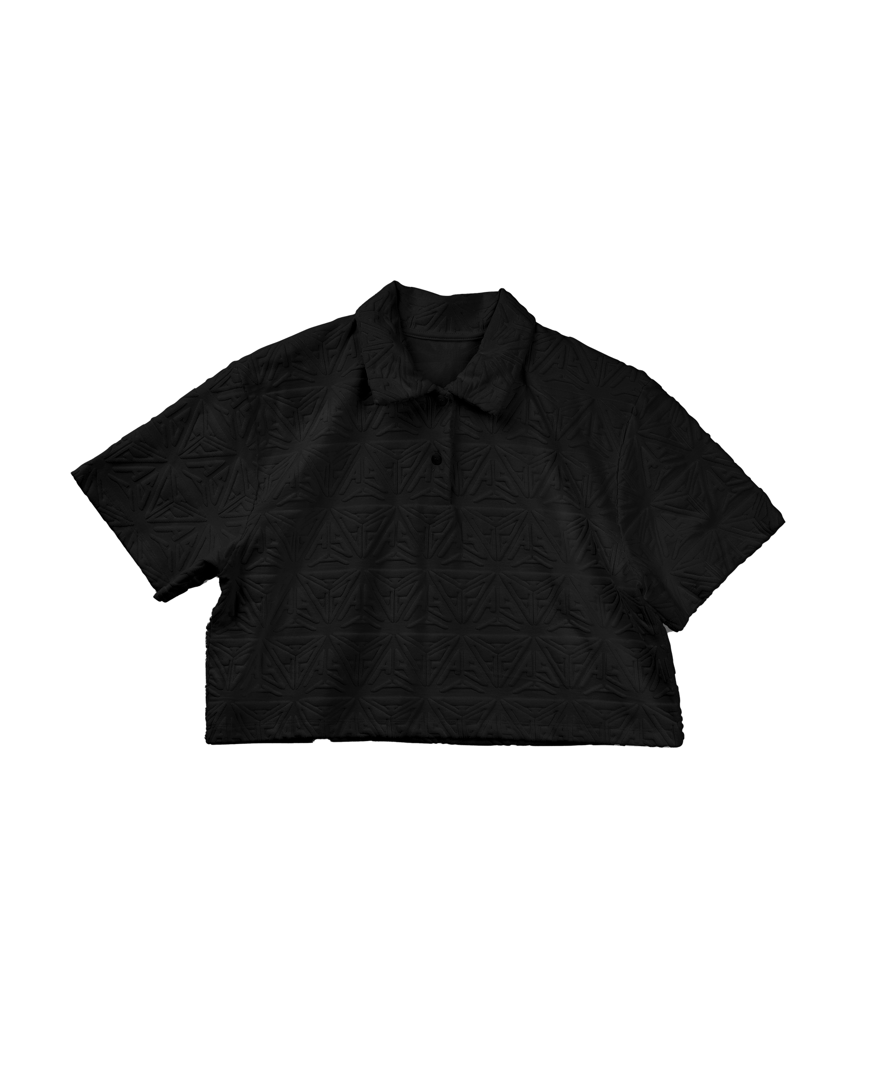 Monogram Plush Cropped Polo Shirt Black