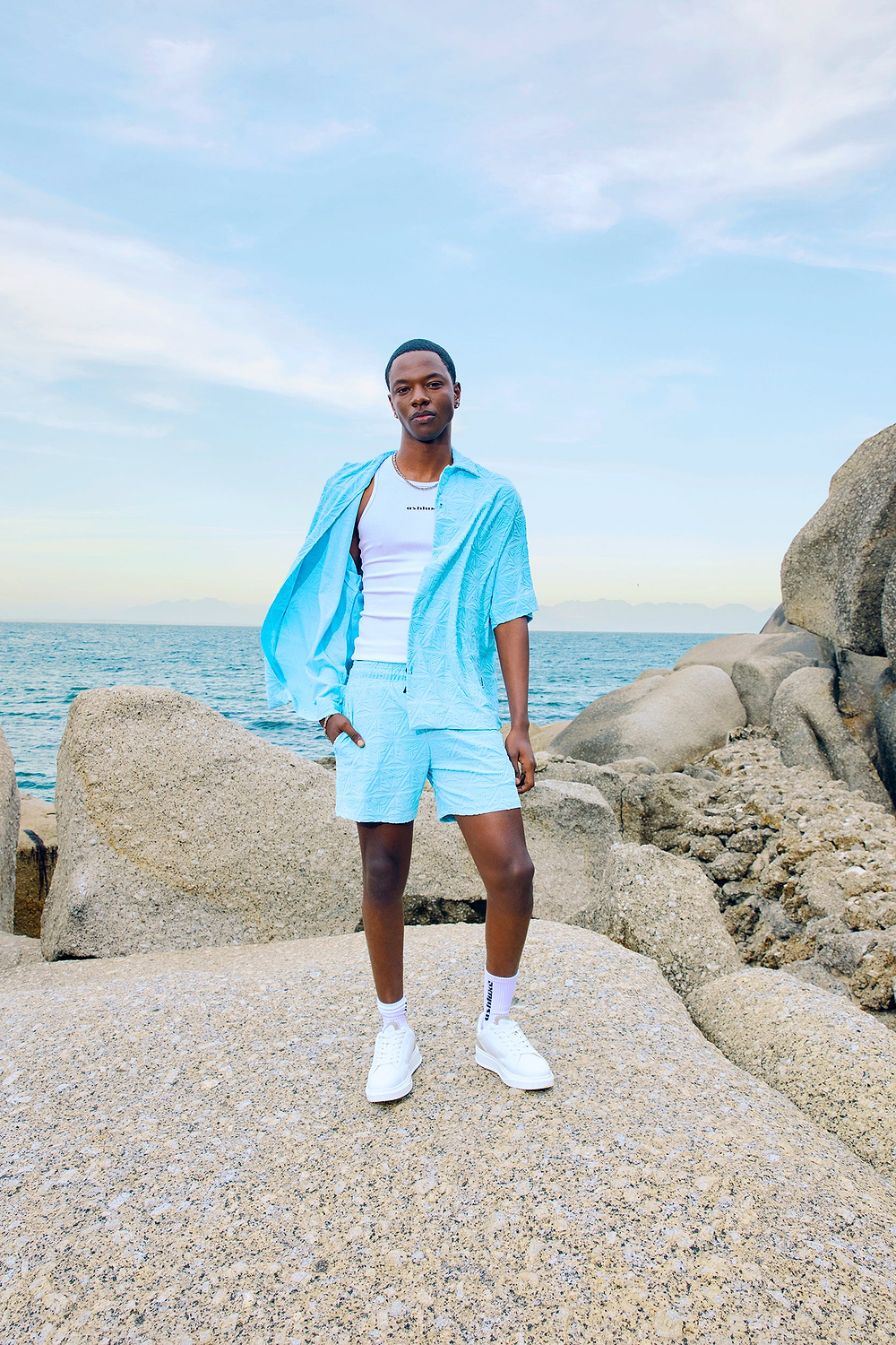 Monogram Plush Jersey Bowling Shirt Blue