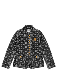 Ashluxe Paradise Pattern Female Denim Jacket Black