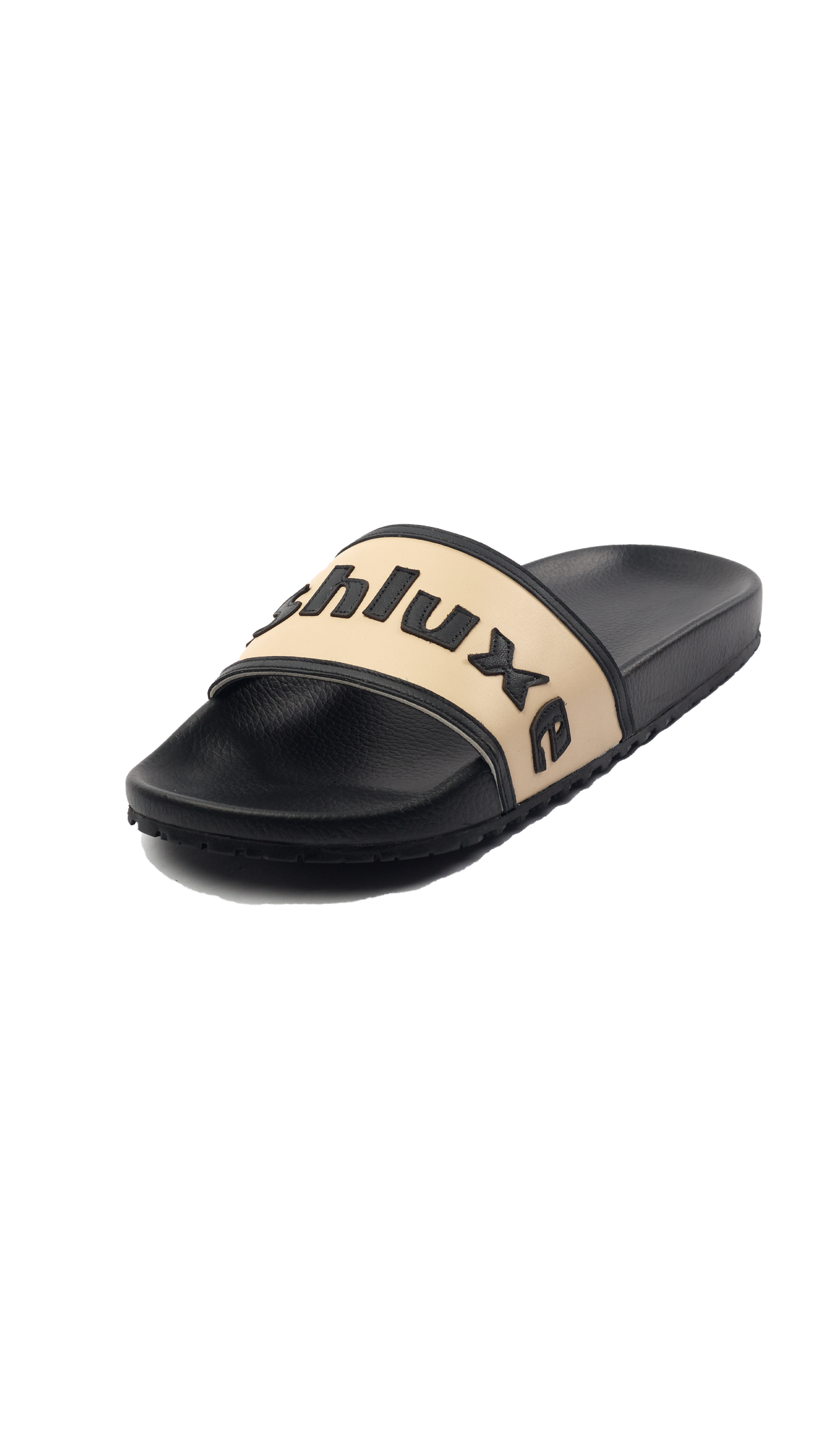 Ashluxe Stitched Leather Slides - Apricot
