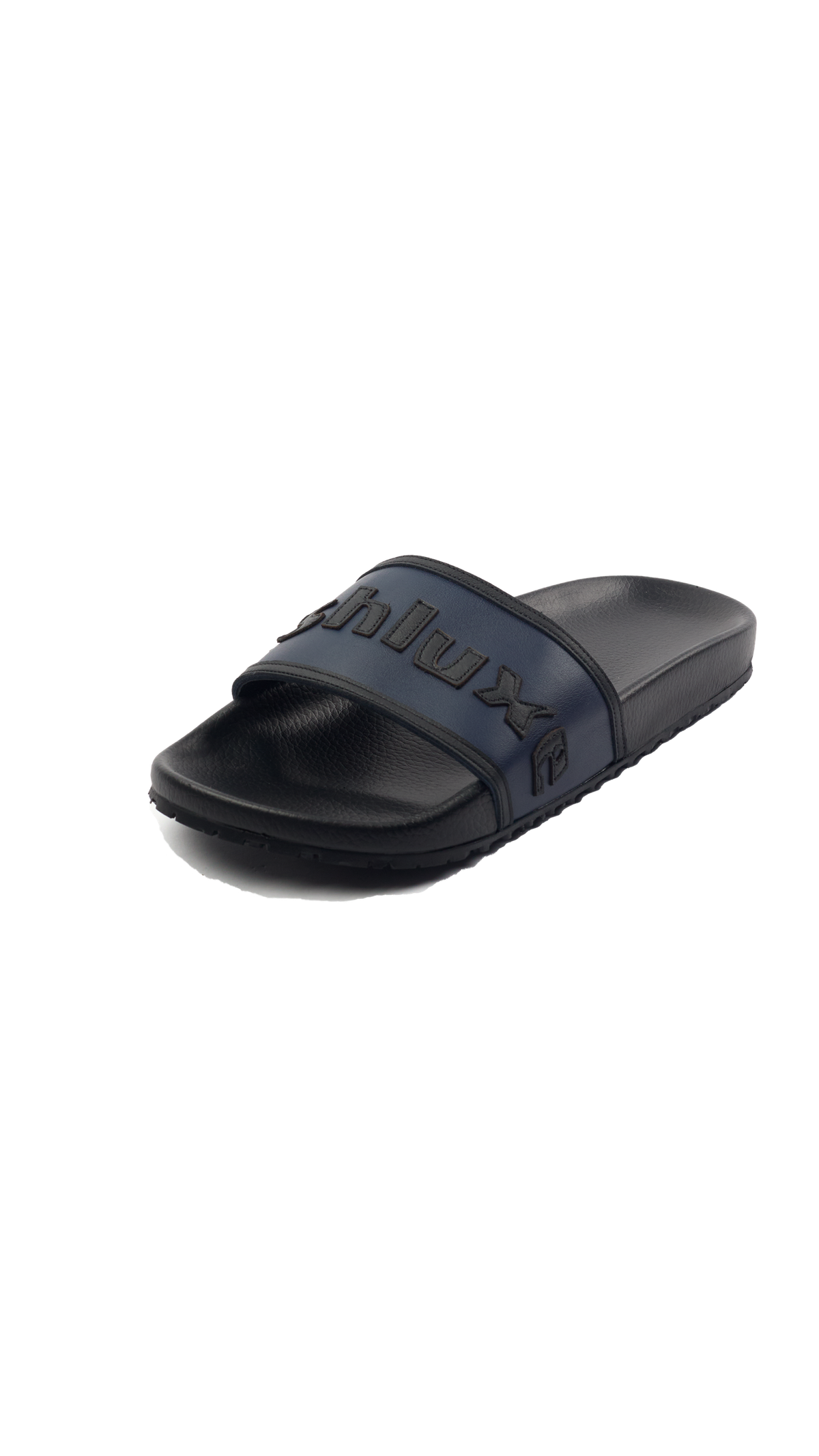 Ashluxe Stitched Leather Slides - Blue