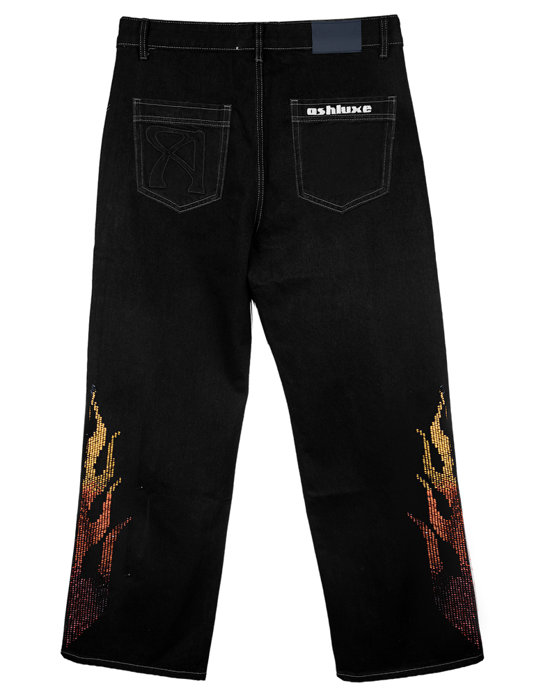 Ashluxe Flame Denim Pants Black