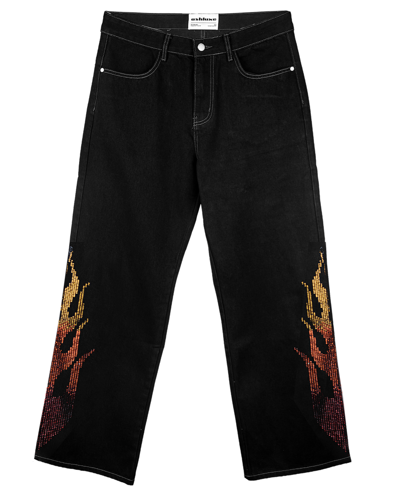 Ashluxe Flame Denim Pants Black