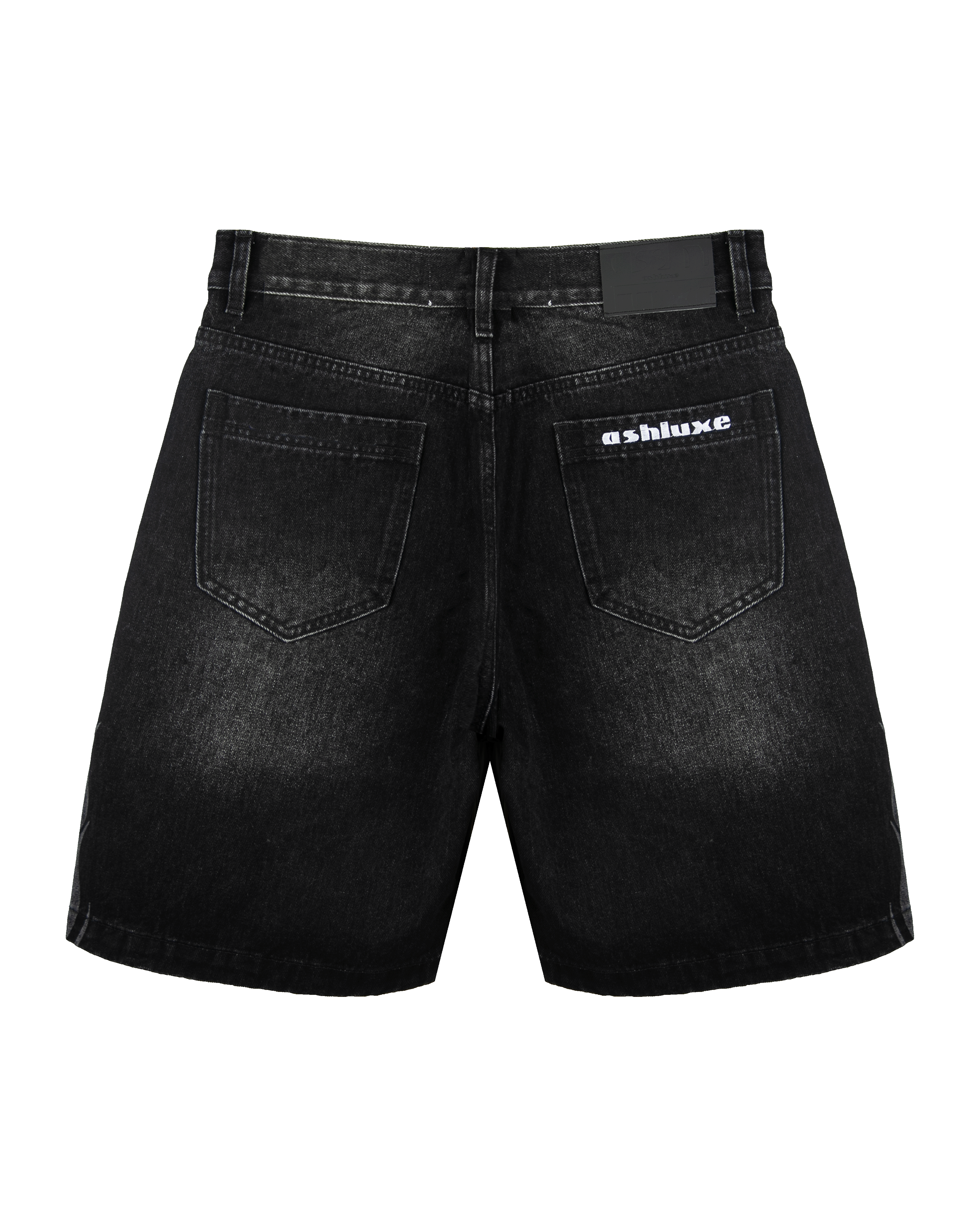 Ashluxe  Flame Denim Shorts Black White