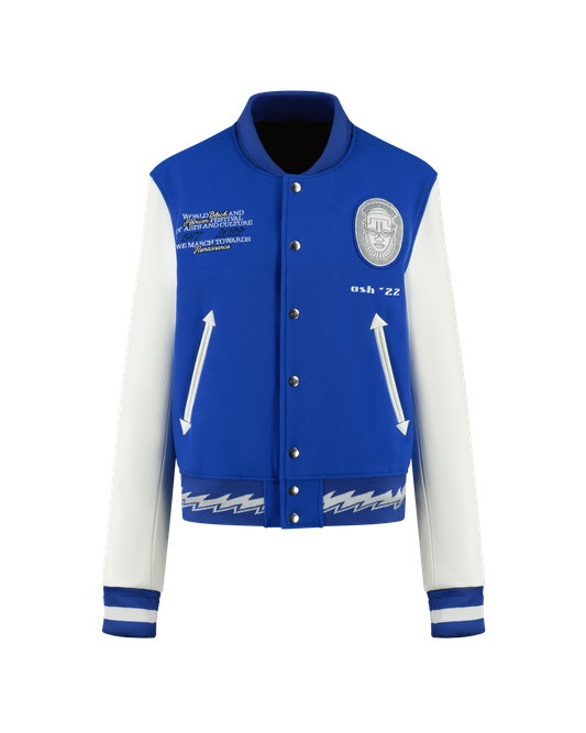 Ashluxe Men's  Varsity Jacket Blue White