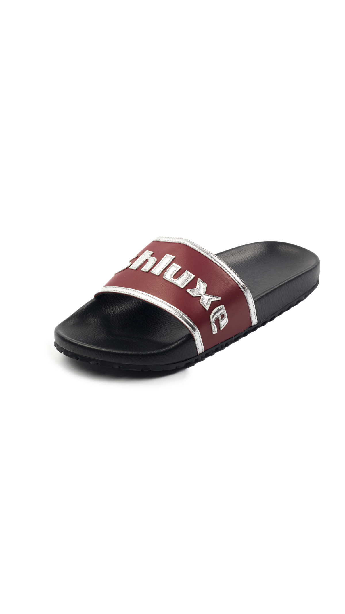 Ashluxe Stitched Leather Slides - Red