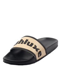 Ashluxe Stitched Leather Slides Apricot