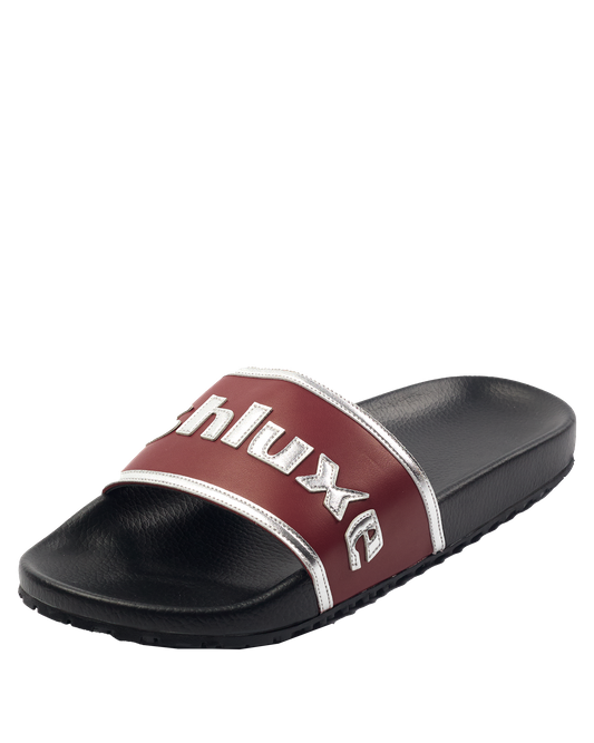 Ashluxe Stitched Leather Slides Red