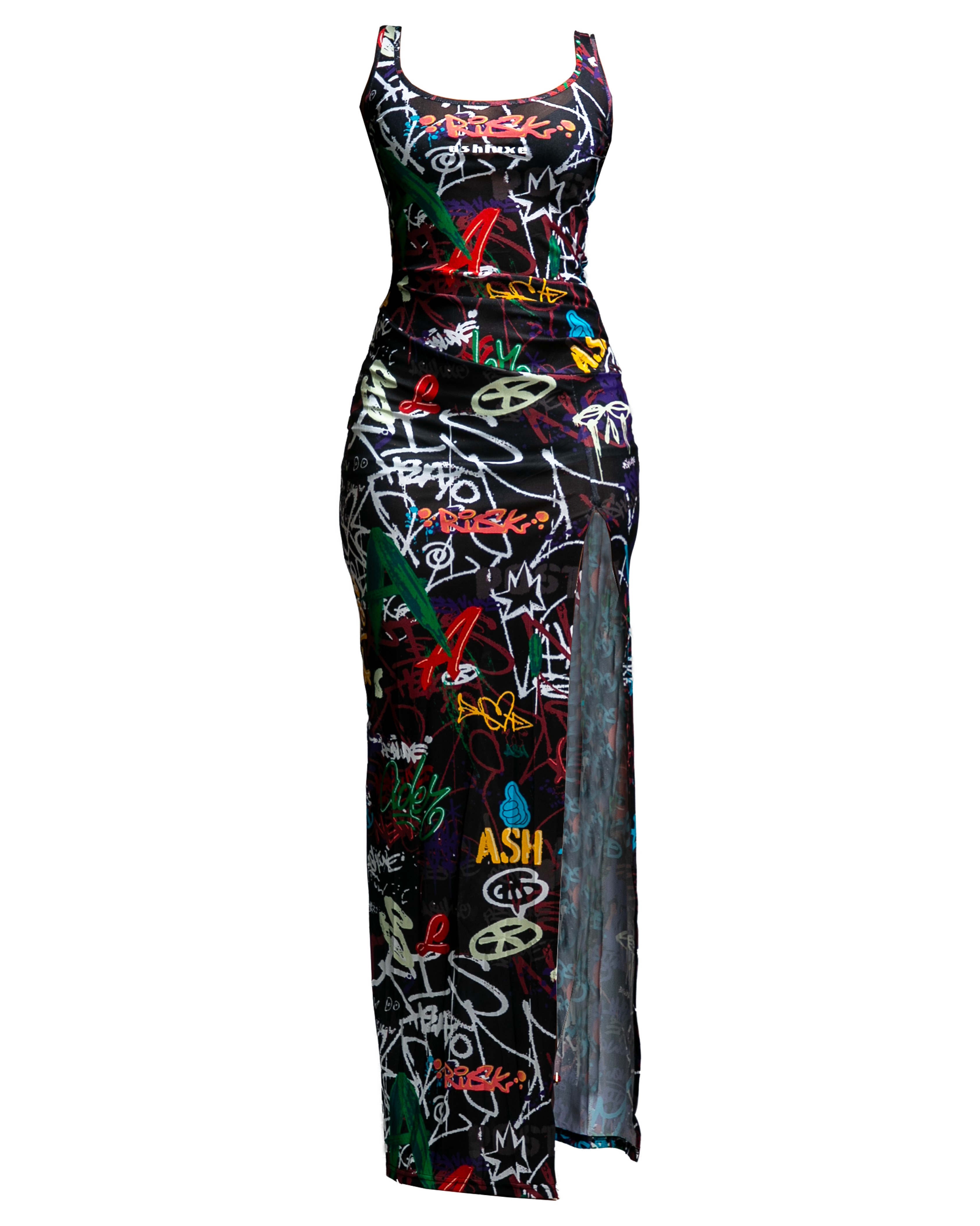 Ashluxe Wall Graffiti Dress Black