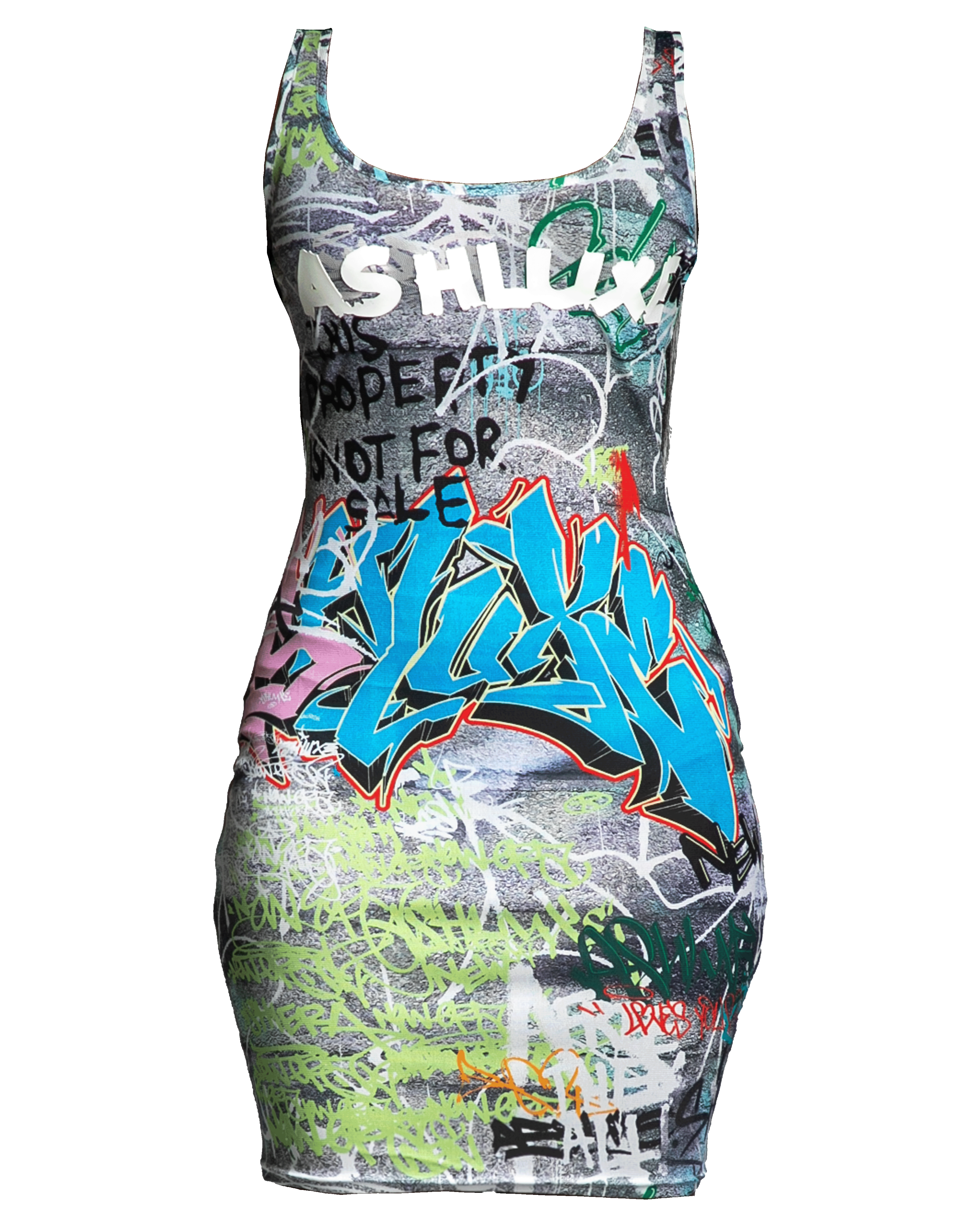 Ashluxe Wall Graffiti Dress White