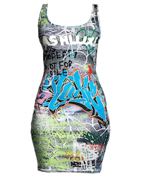 Ashluxe Wall Graffiti Dress White