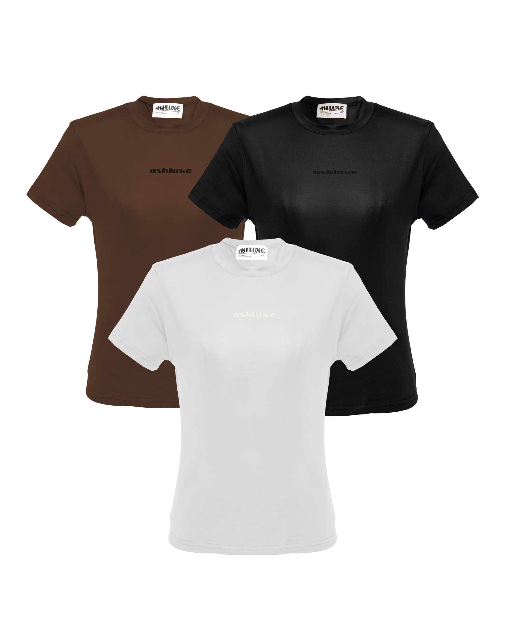 Ashluxe 3 Set Female Bodycon Top White Black Brown