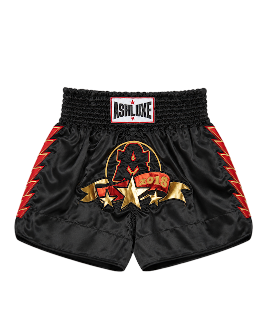Ashluxe Boxing Trunk Black Gold Red