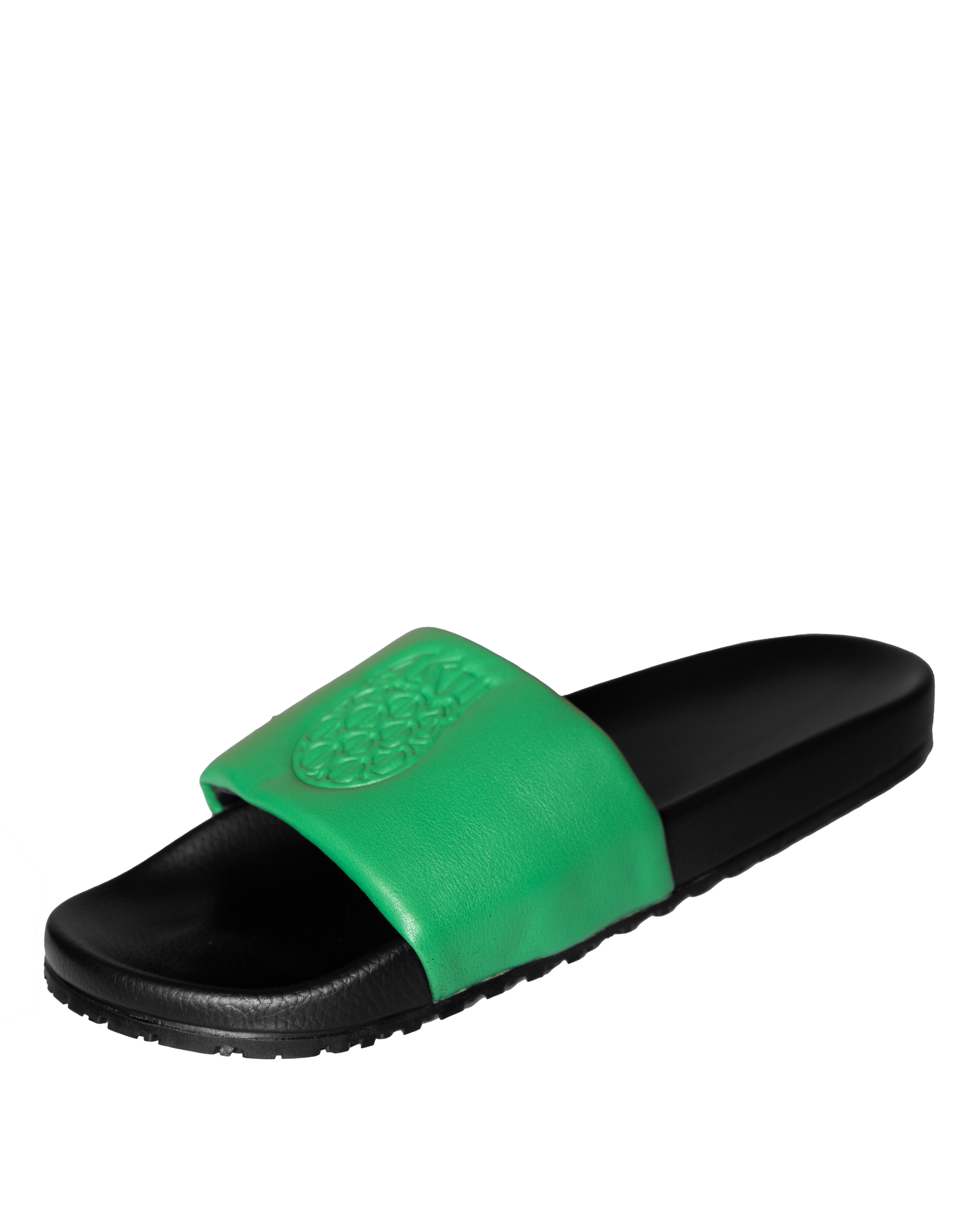 Ashluxe Emblem Leather Slides Green
