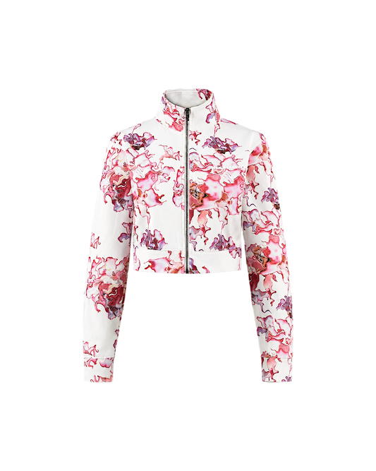 Ashluxe Female Printed Track Jacket - Flowery Pink