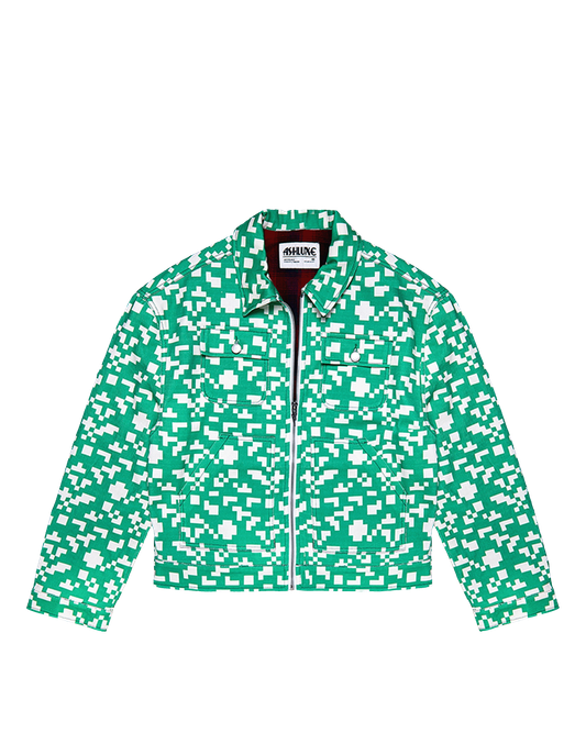 Ashluxe Pixel Denim Jacket  Green