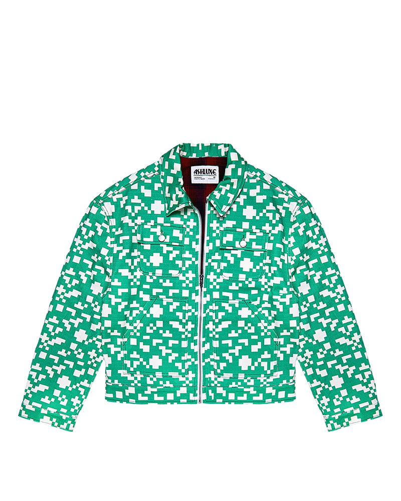 【紫陽花】Everyday Denim Jacket Sサイズ Ashluxe Pixel Denim Jacket Green
