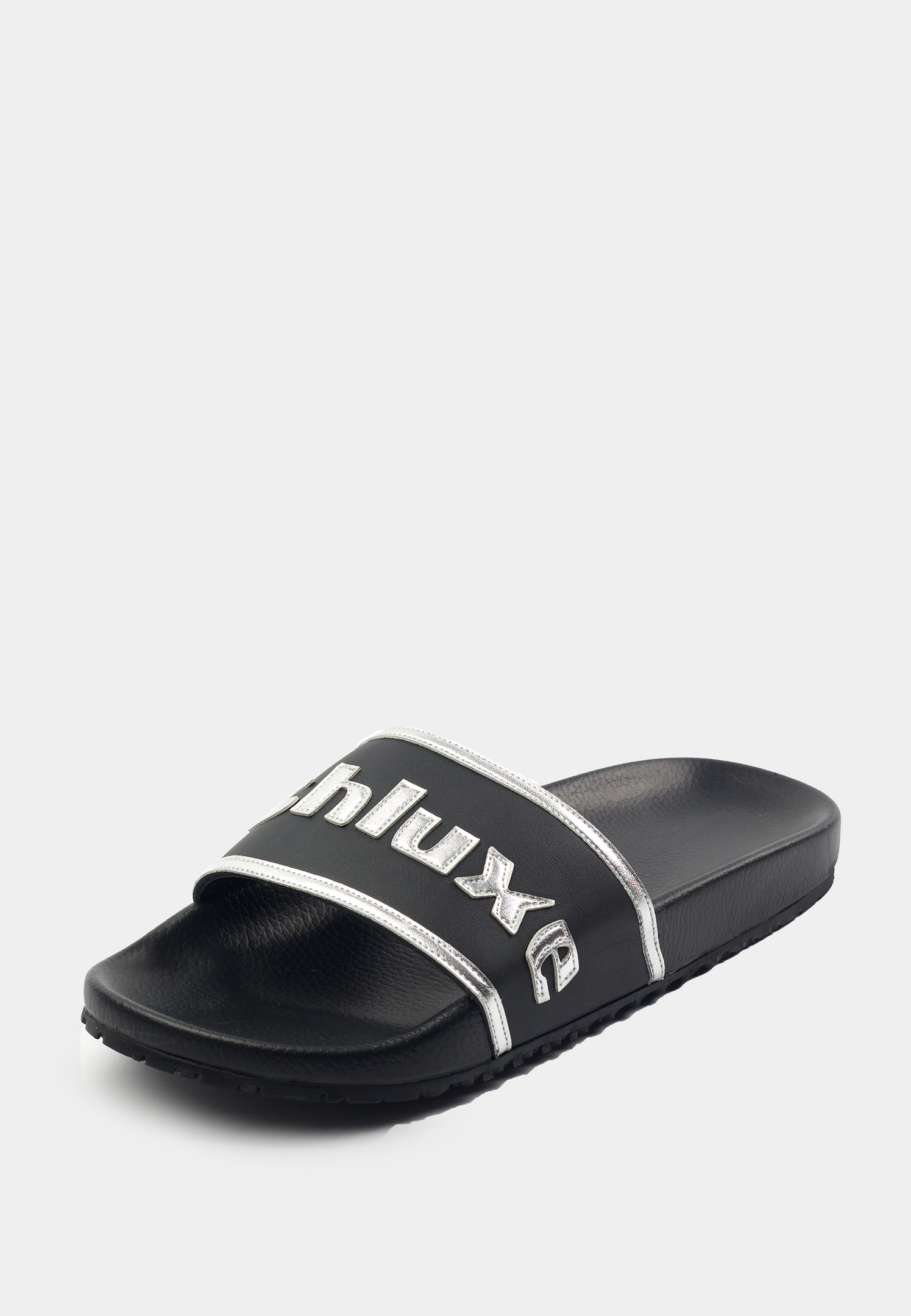 Ashluxe Stitched Leather Slides Black