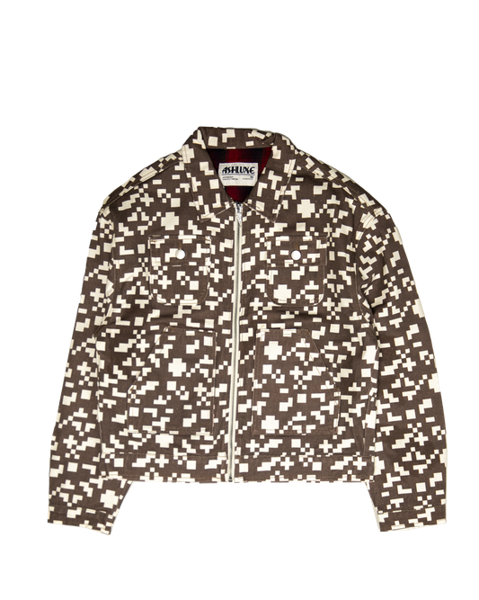 Ashluxe Pixel Denim Jacket Brown