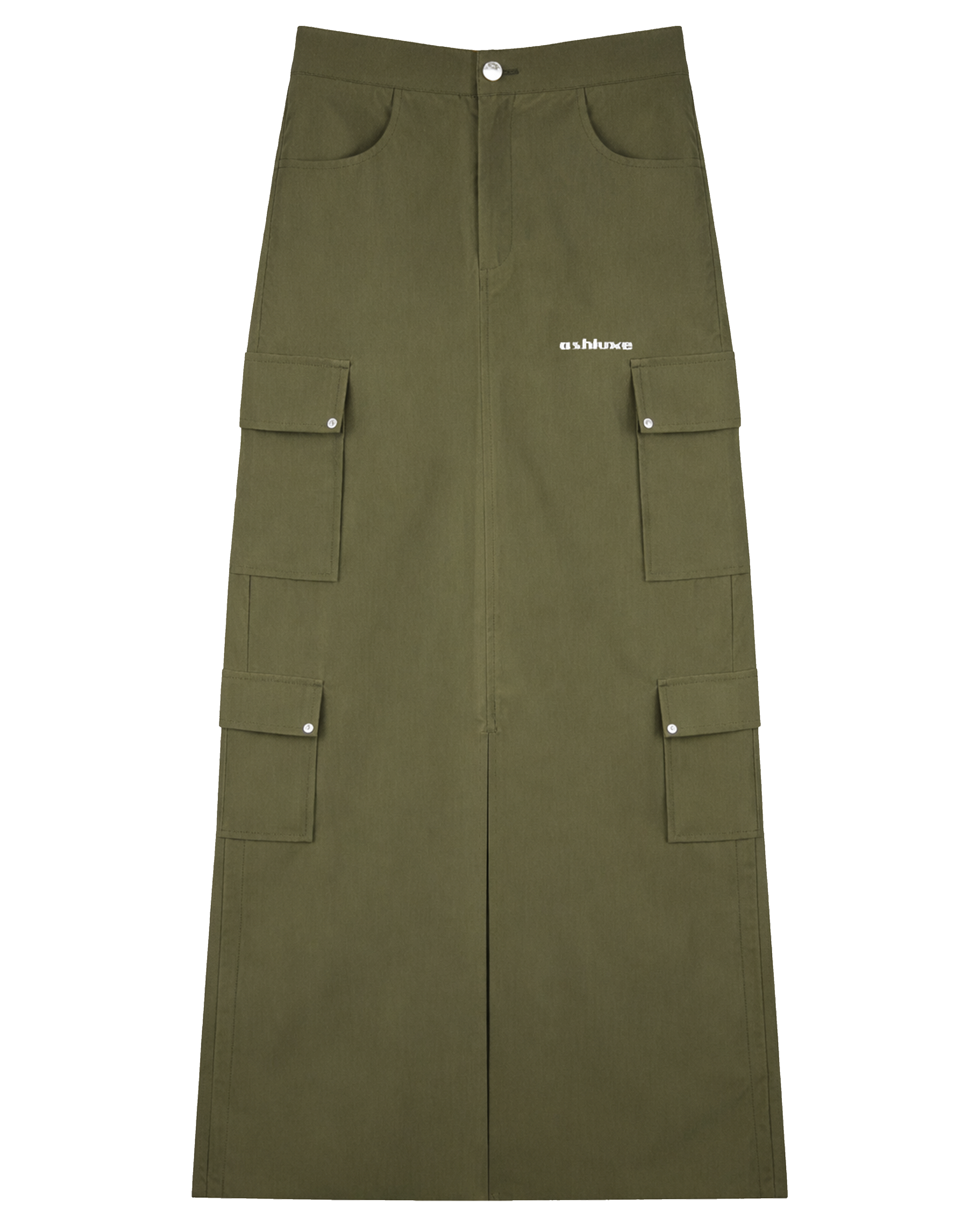 Ashluxe Cargo Maxi Skirt Olive